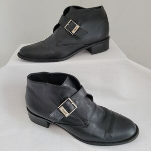 Etienne Aigner "Show-Time" Black Leather Ankle Boots 10M